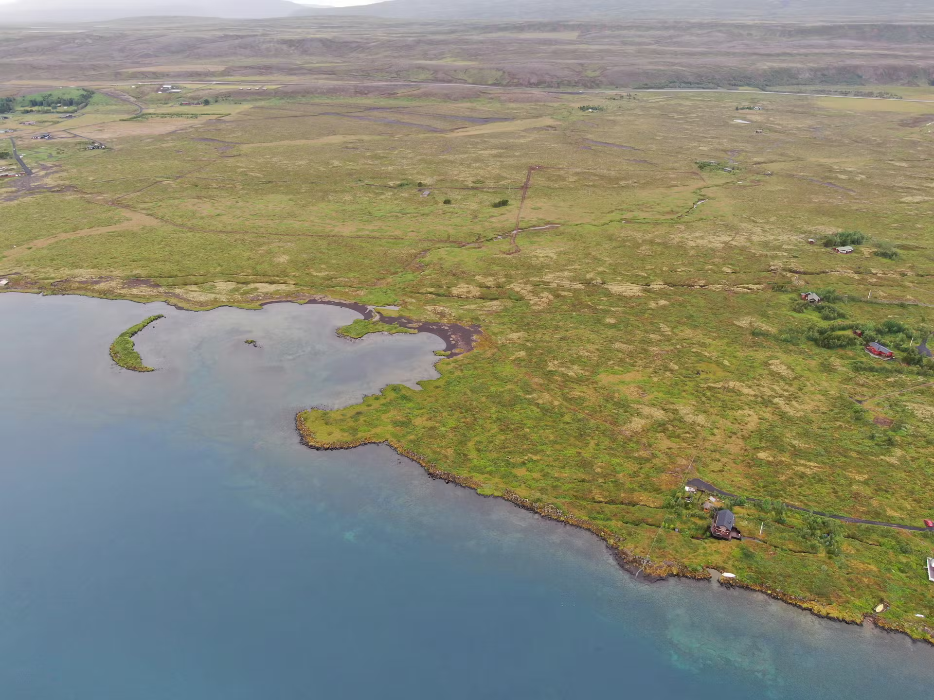 Loftmynd af lóðum og nágrenni